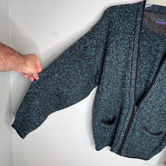 Z Cavaricci Zip Up Knit Crochet Style Cardigan Sweater - Picture 5 of 8